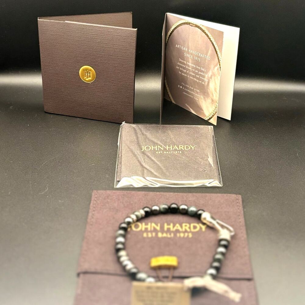 John Hardy Men’s Sterling Silver Beaded Bracelet Onyx Eagle Eye Hematite NIBWT - Picture 6 of 16